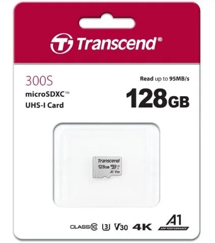 Tarjeta de memoria microSDXC Transcend TS128GUSD300S-A 128GB con adaptador SD