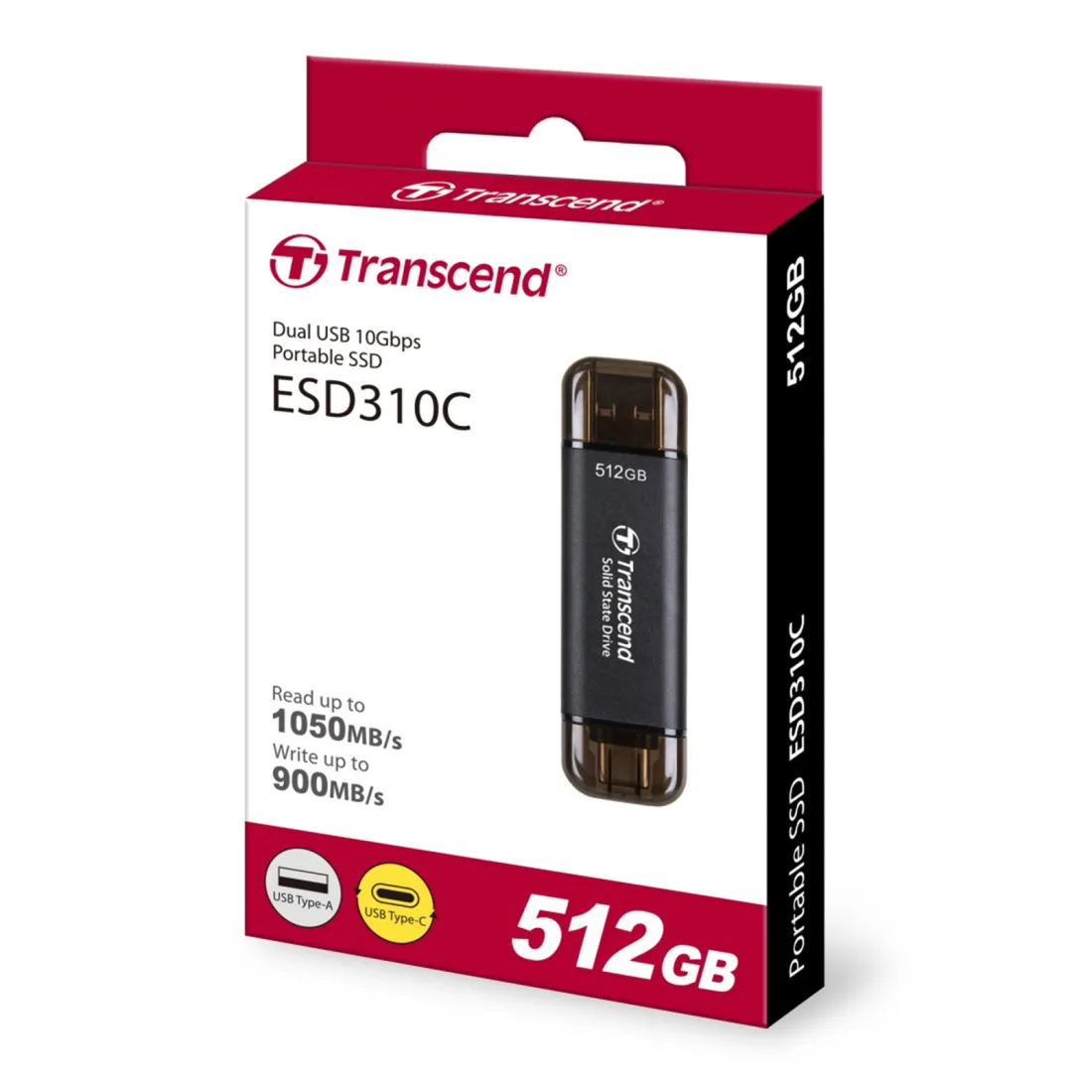 SSD Externo Transcend ESD310C 512GB USB Tipo C y Tipo A