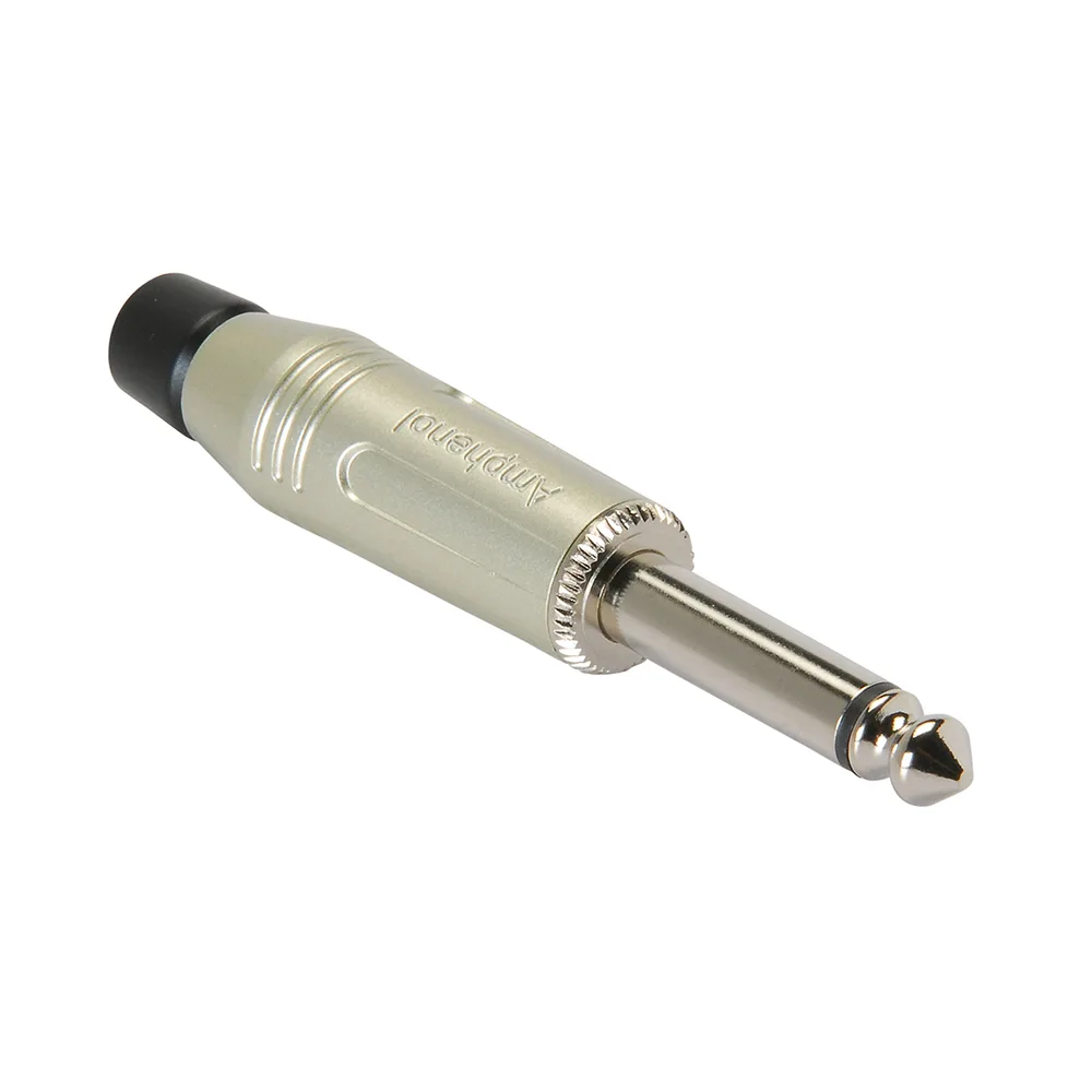 Conector Plug Amphenol 1/4 Mono Niquelado Profesional para Audio