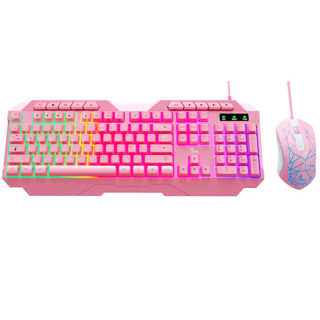 Teclado y mouse gamer alámbrico Xtech XTK-540S rosa español USB