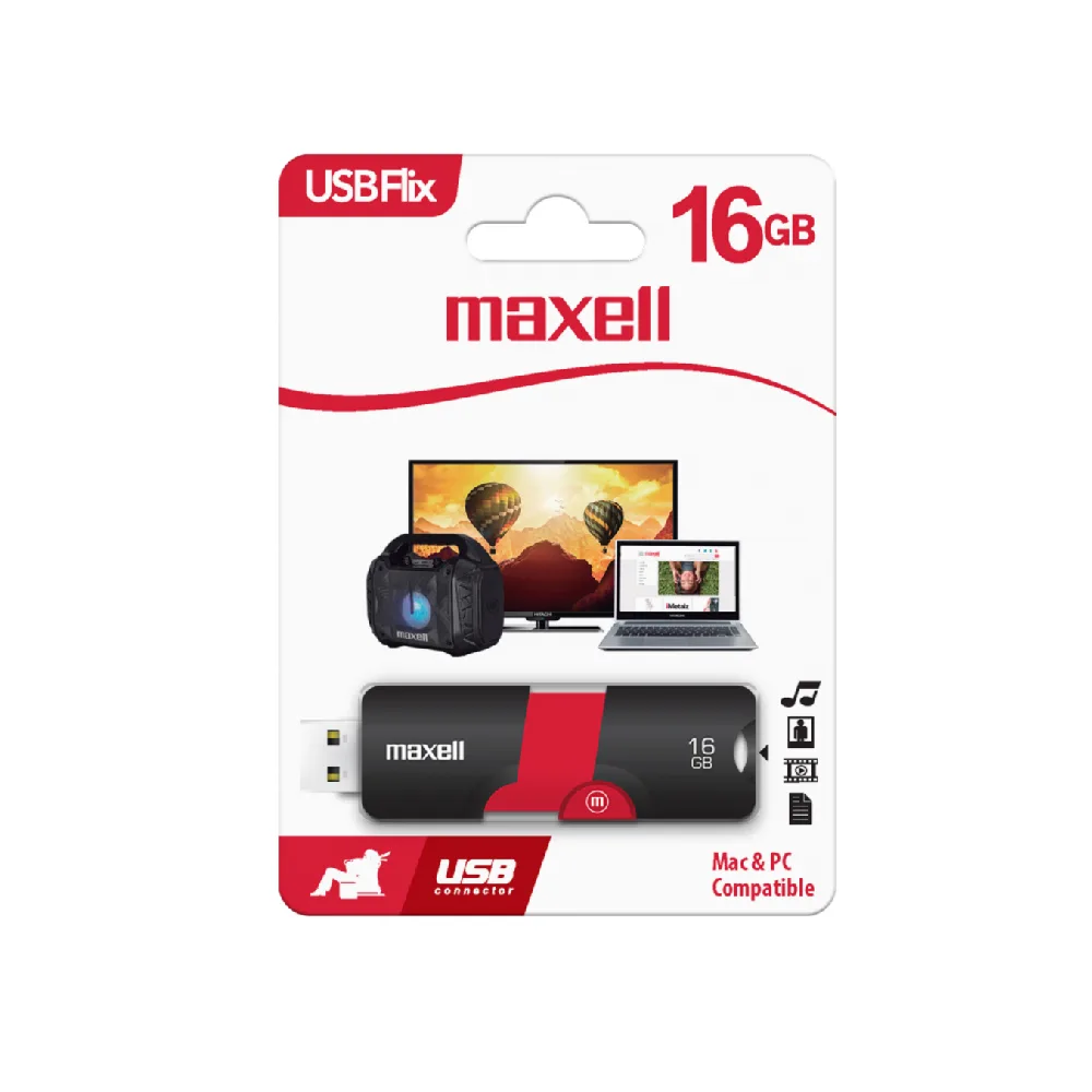 Memoria USB Maxell USBF-16 de 16GB Color Rojo