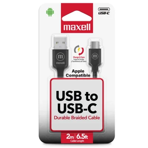 Cable USB-A a USB-C Trenzado Maxell BRACB-2M 2m Negro
