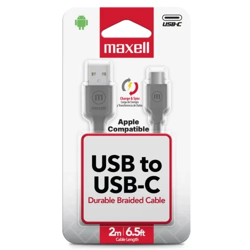 Cable USB-A a USB-C Trenzado Maxell BRACG-2M de 2 Metros Gris
