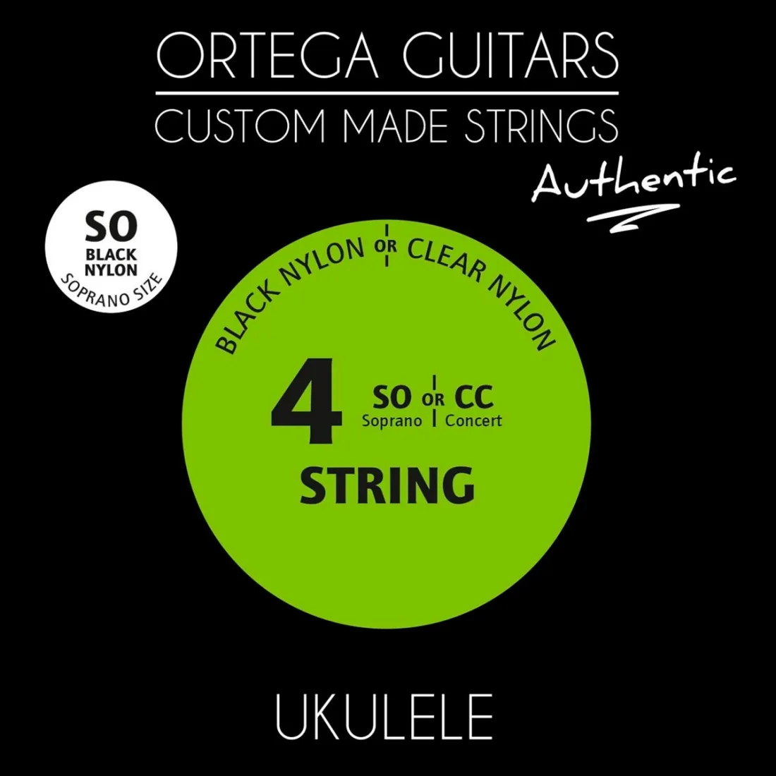 Cuerdas para Ukulele Soprano Ortega UKABK-SO Nylon Negro