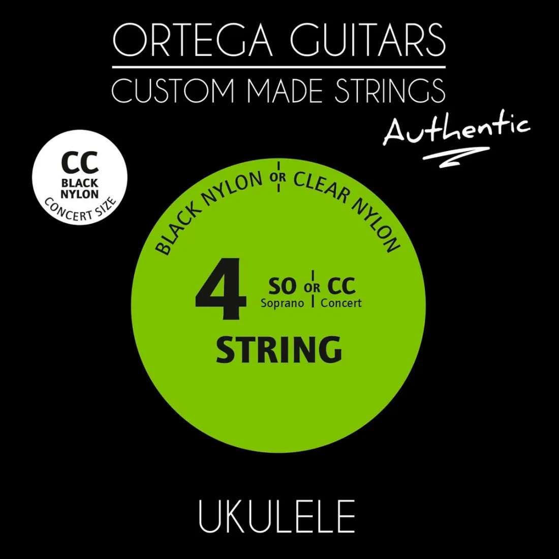 Set de Cuerdas para Ukulele Concierto Ortega UKABK-CC Negro