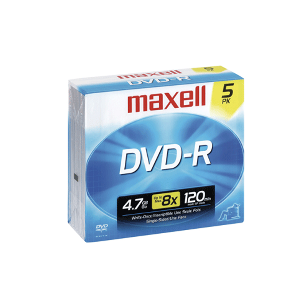 DVD-R Maxell 4.7GB 120 Minutos 8X Paquete de 5 Unidades