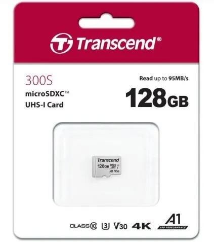 Tarjeta de memoria microSDXC Transcend TS128GUSD300S-A 128GB con adaptador SD