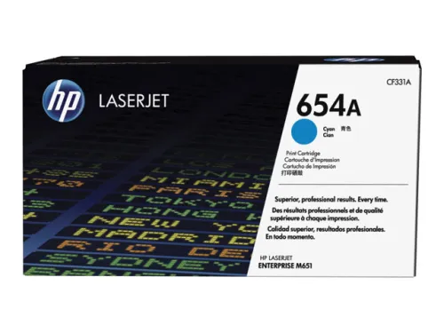 Cartucho de tóner original HP 654A Cián CF331A