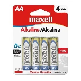 Pilas Alcalinas Maxell LR06 AA Paquete de 4 Unidades