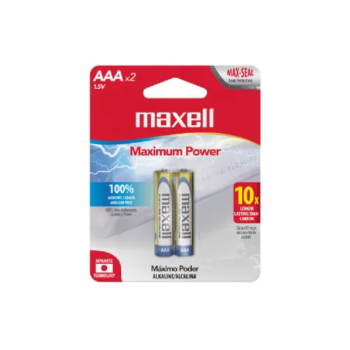Batería Alcalina AAA Maxell LR03 de 1.5V Paquete de 8 Unidades