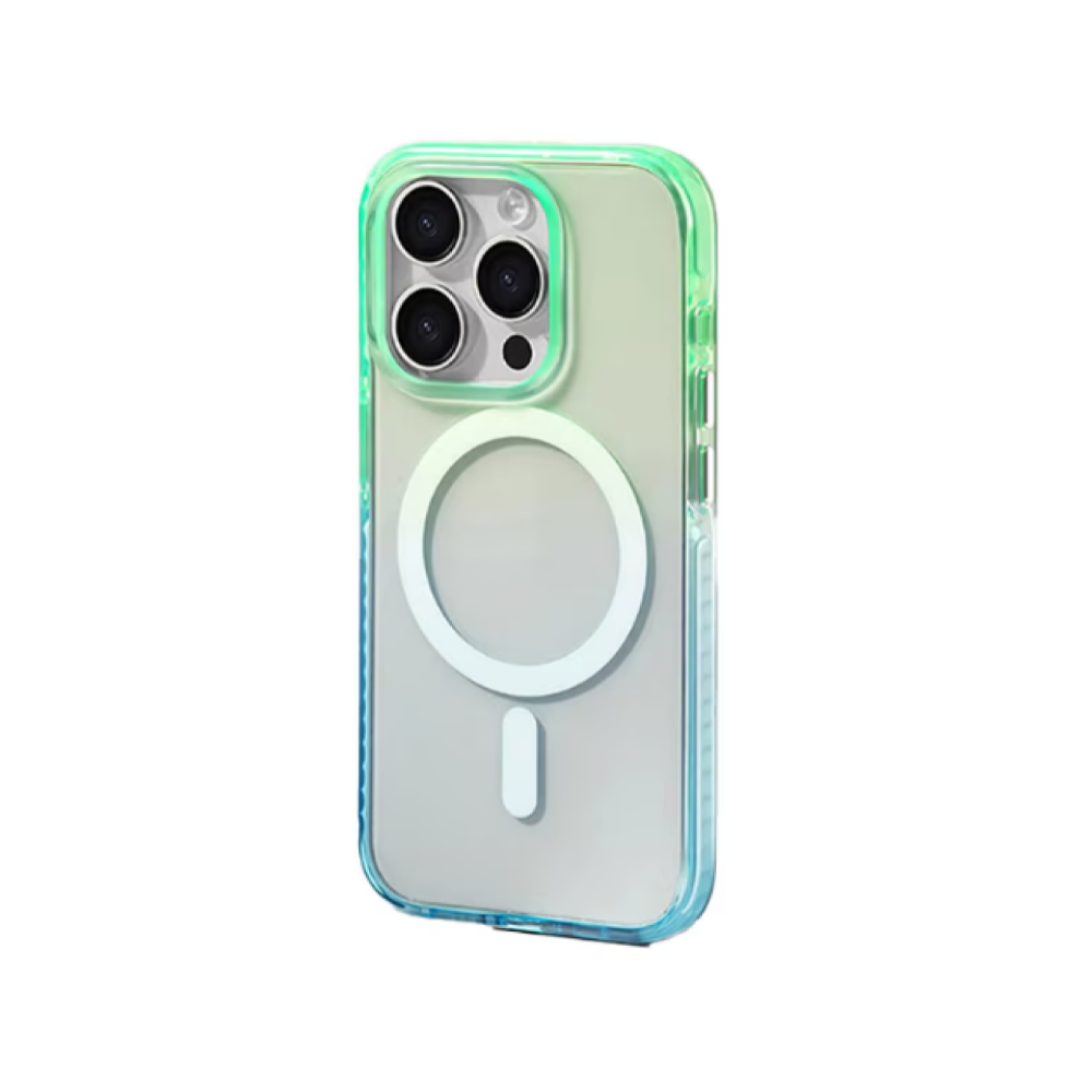 Funda Click Clear Ombre MagSafe para iPhone 16 Pro Max Verde y Azul