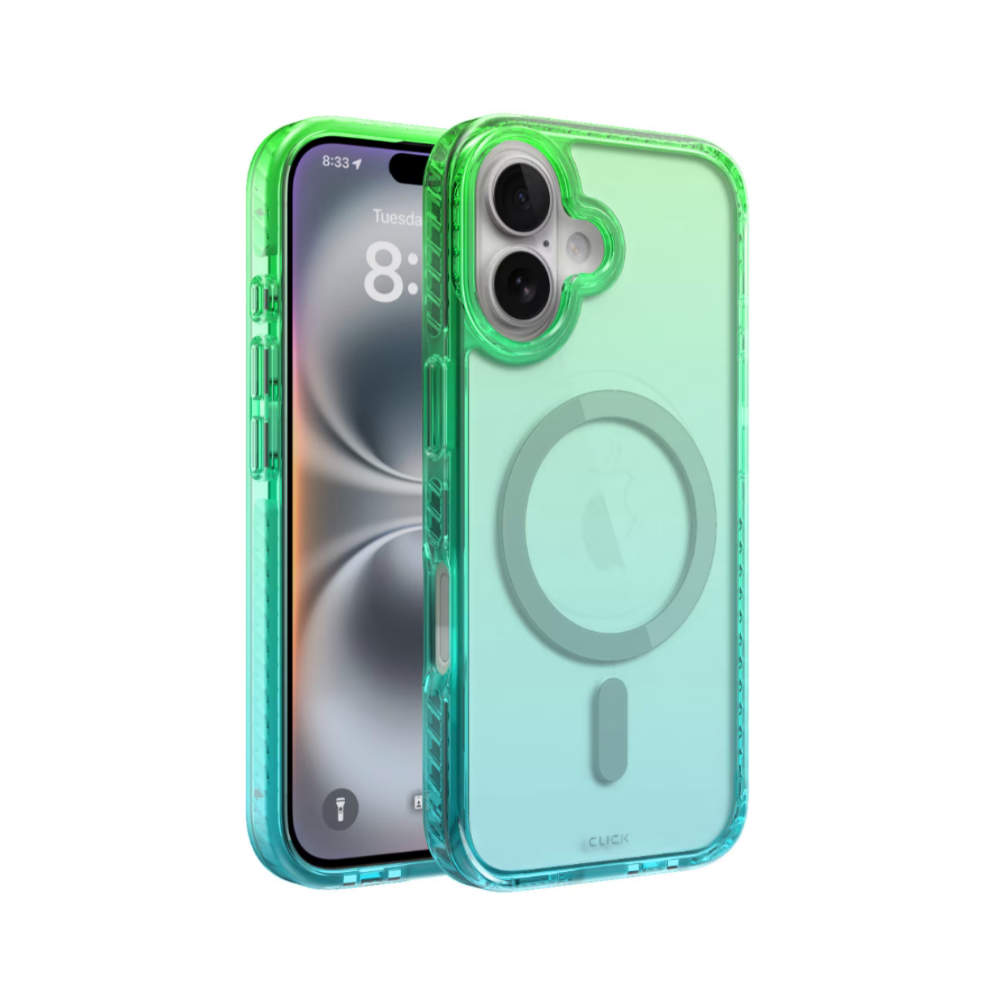 Funda Click Ombre MagSafe para iPhone 16 Verde y Azul